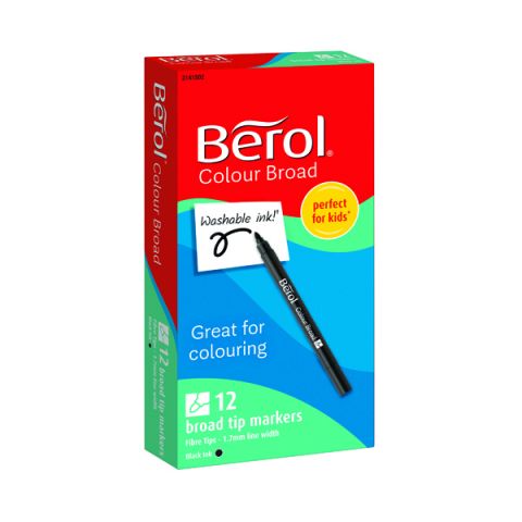 Berol Colour Broad Markers Black (12 Pack) 2141502