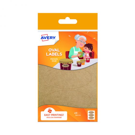 Avery Oval Kraft Labels Brown (18 Pack) OVKR18.UK